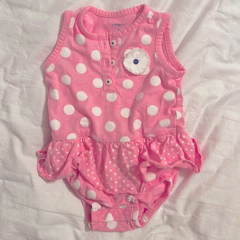 Carters baby girl size 6 months tutu sleeveless pink onsie